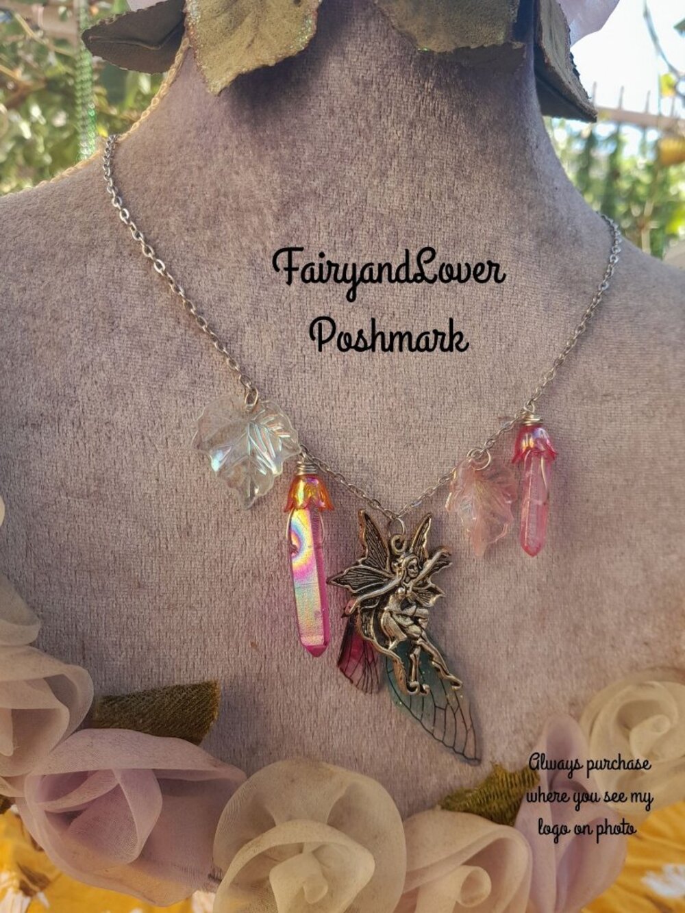 Fairy Wing Moon twilight quartz necklace, ren faire fairy costume accessory gift
